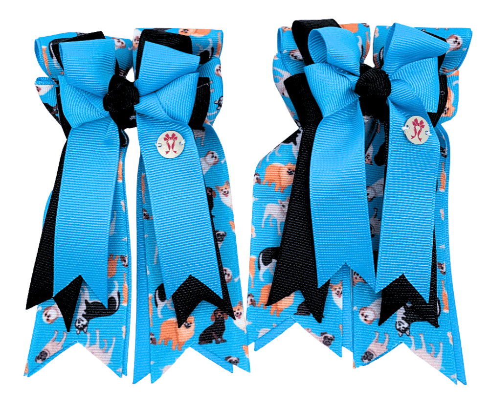 Ponytail Bows Online 3" Tails PonyTail Bows- Happy Dogs equestrian team apparel online tack store mobile tack store custom farm apparel custom show stable clothing equestrian lifestyle horse show clothing riding clothes PonyTail Bows- Happy Dogs horses equestrian tack store