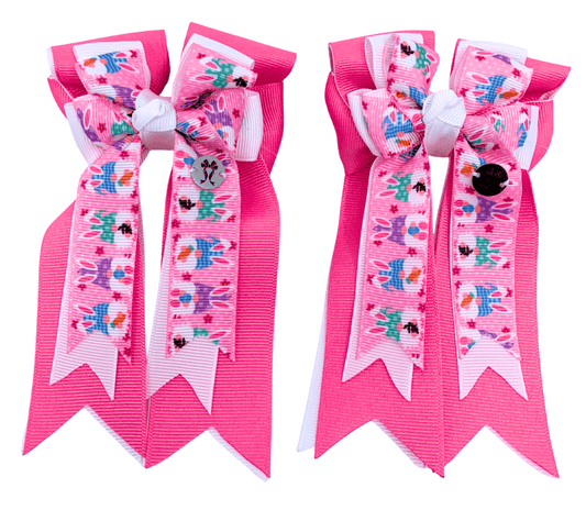 Ponytail Bows Online 3" Tails PonyTail Bows- Pink Bunny Gnomes equestrian team apparel online tack store mobile tack store custom farm apparel custom show stable clothing equestrian lifestyle horse show clothing riding clothes PonyTail Bows- Pink Bunny Gnomes horses equestrian tack store