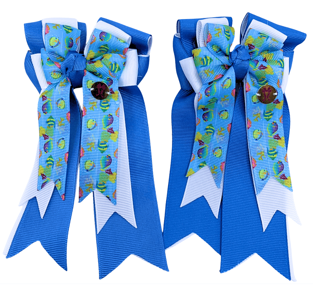 Ponytail Bows Online 3" Tails PonyTail Bows- Fish Blue PonyTail Bows equestrian team apparel online tack store mobile tack store custom farm apparel custom show stable clothing equestrian lifestyle horse show clothing riding clothes PonyTail Bows- Fish Blue PonyTail Bows horses equestrian tack store
