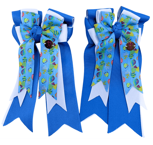 Ponytail Bows Online 3" Tails PonyTail Bows- Fish Blue PonyTail Bows equestrian team apparel online tack store mobile tack store custom farm apparel custom show stable clothing equestrian lifestyle horse show clothing riding clothes PonyTail Bows- Fish Blue PonyTail Bows horses equestrian tack store