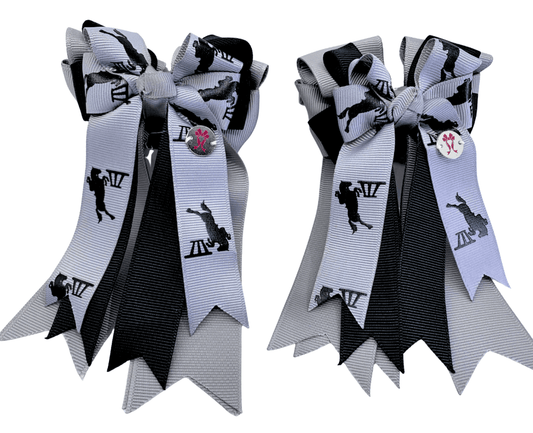 Ponytail Bows Online 3" Tails PonyTail Bows- Show Jumping Gray equestrian team apparel online tack store mobile tack store custom farm apparel custom show stable clothing equestrian lifestyle horse show clothing riding clothes PonyTail Bows- Show Jumping Gray horses equestrian tack store