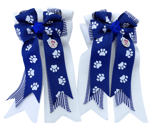 Ponytail Bows Online 3" Tails PonyTail Bows- Royal Paws/Stripe equestrian team apparel online tack store mobile tack store custom farm apparel custom show stable clothing equestrian lifestyle horse show clothing riding clothes PonyTail Bows- Royal Paws/Stripe horses equestrian tack store
