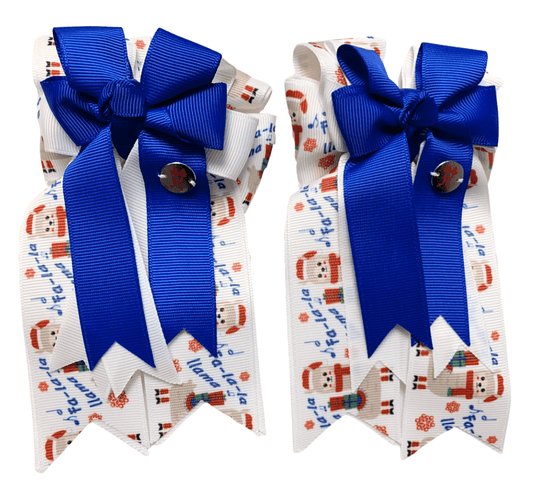 Ponytail Bows Online 3" Tails Blue Fa-la-llama PonyTail Bows equestrian team apparel online tack store mobile tack store custom farm apparel custom show stable clothing equestrian lifestyle horse show clothing riding clothes Blue Fa-la-llama PonyTail Bows horses equestrian tack store