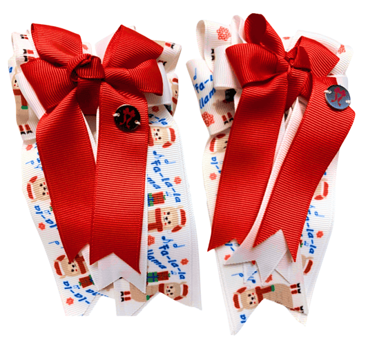 Ponytail Bows Online 3" Tails Red Fa-la-llama PonyTail Bows equestrian team apparel online tack store mobile tack store custom farm apparel custom show stable clothing equestrian lifestyle horse show clothing riding clothes Red Fa-la-llama PonyTail Bows horses equestrian tack store