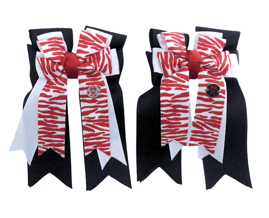 Ponytail Bows Online 3" Tails PonyTail Bows-Zebra (Red) equestrian team apparel online tack store mobile tack store custom farm apparel custom show stable clothing equestrian lifestyle horse show clothing riding clothes PonyTail Bows-Zebra (Red) horses equestrian tack store