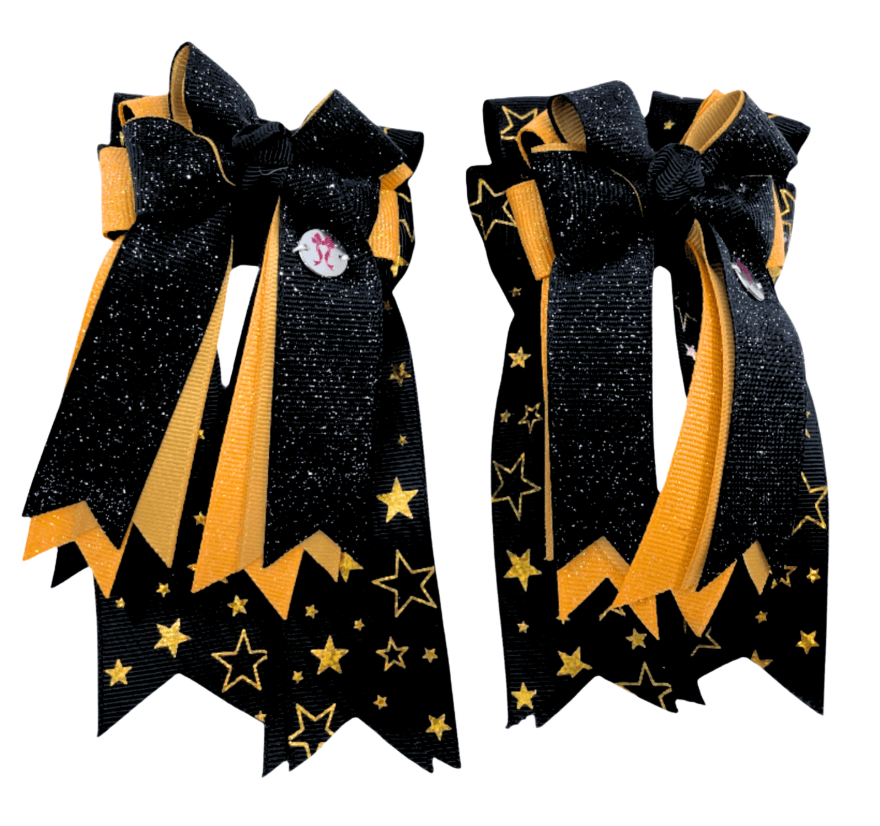 Ponytail Bows Online 3" Tails PonyTail Bows- Starry Night (Black) equestrian team apparel online tack store mobile tack store custom farm apparel custom show stable clothing equestrian lifestyle horse show clothing riding clothes PonyTail Bows- Starry Night (Black) horses equestrian tack store