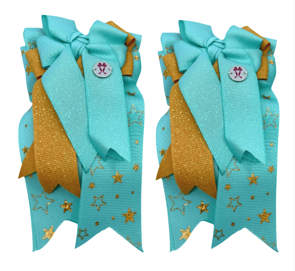 Ponytail Bows Online 3" Tails PonyTail Bows- Starry Night (Sea Foam) equestrian team apparel online tack store mobile tack store custom farm apparel custom show stable clothing equestrian lifestyle horse show clothing riding clothes PonyTail Bows- Starry Night (Sea Foam) horses equestrian tack store