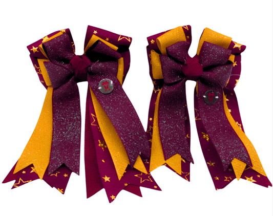 Ponytail Bows Online 3" Tails PonyTail Bows-Starry Night (Burgundy) equestrian team apparel online tack store mobile tack store custom farm apparel custom show stable clothing equestrian lifestyle horse show clothing riding clothes PonyTail Bows-Starry Night (Burgundy) horses equestrian tack store
