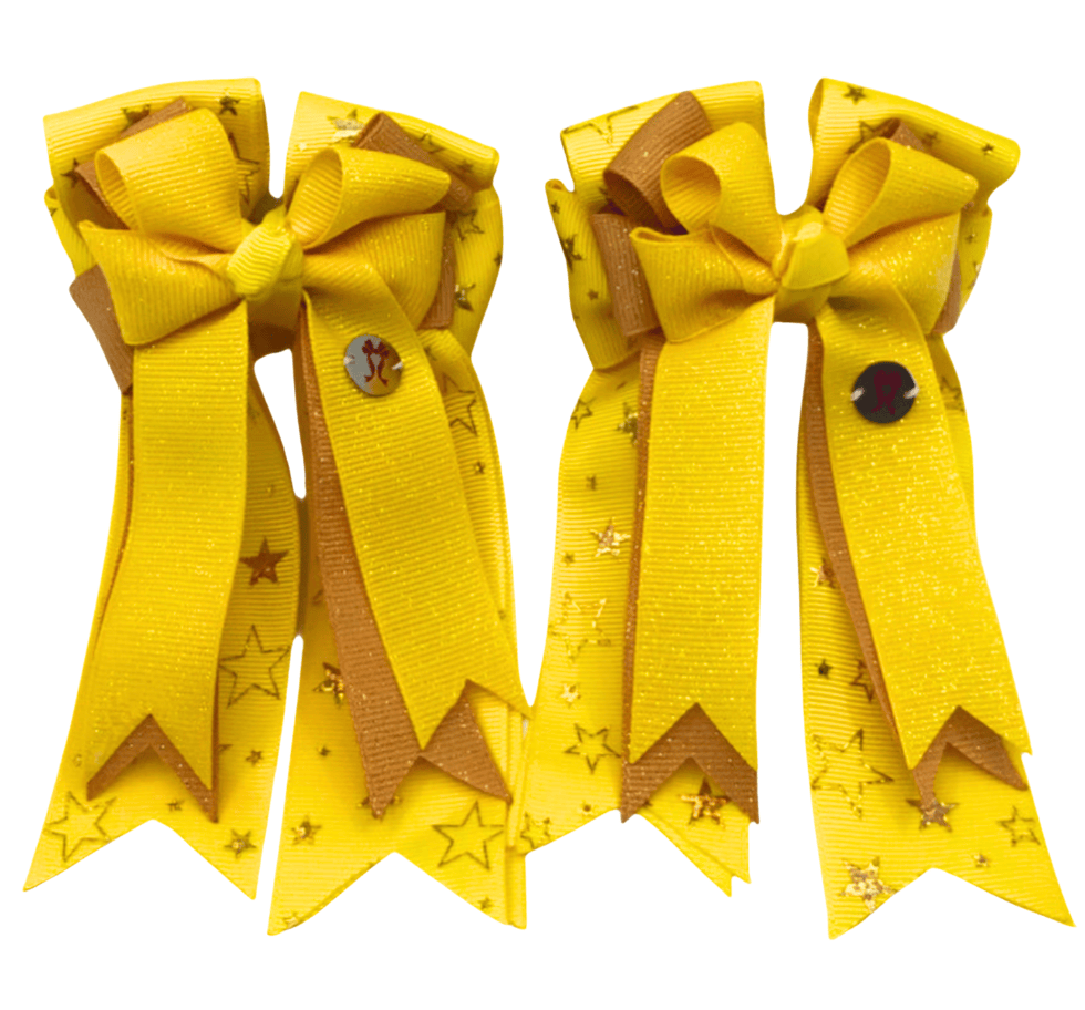 Ponytail Bows Online 3" Tails PonyTail Bows-Starry Night (Yellow) equestrian team apparel online tack store mobile tack store custom farm apparel custom show stable clothing equestrian lifestyle horse show clothing riding clothes PonyTail Bows-Starry Night (Yellow) horses equestrian tack store