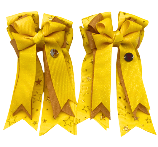 Ponytail Bows Online 3" Tails PonyTail Bows-Starry Night (Yellow) equestrian team apparel online tack store mobile tack store custom farm apparel custom show stable clothing equestrian lifestyle horse show clothing riding clothes PonyTail Bows-Starry Night (Yellow) horses equestrian tack store