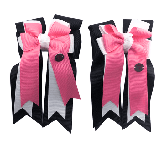 Ponytail Bows Online 3" Tails Black White Pink PonyTail Bows equestrian team apparel online tack store mobile tack store custom farm apparel custom show stable clothing equestrian lifestyle horse show clothing riding clothes Black White Pink PonyTail Bows horses equestrian tack store