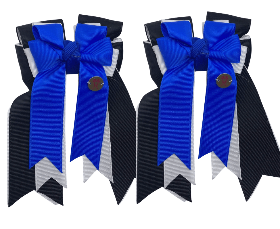 Ponytail Bows Online 3" Tails Black/White Royal PonyTail Bows equestrian team apparel online tack store mobile tack store custom farm apparel custom show stable clothing equestrian lifestyle horse show clothing riding clothes Black/White Royal PonyTail Bows horses equestrian tack store