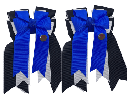 Ponytail Bows Online 3" Tails Black/White Royal PonyTail Bows equestrian team apparel online tack store mobile tack store custom farm apparel custom show stable clothing equestrian lifestyle horse show clothing riding clothes Black/White Royal PonyTail Bows horses equestrian tack store