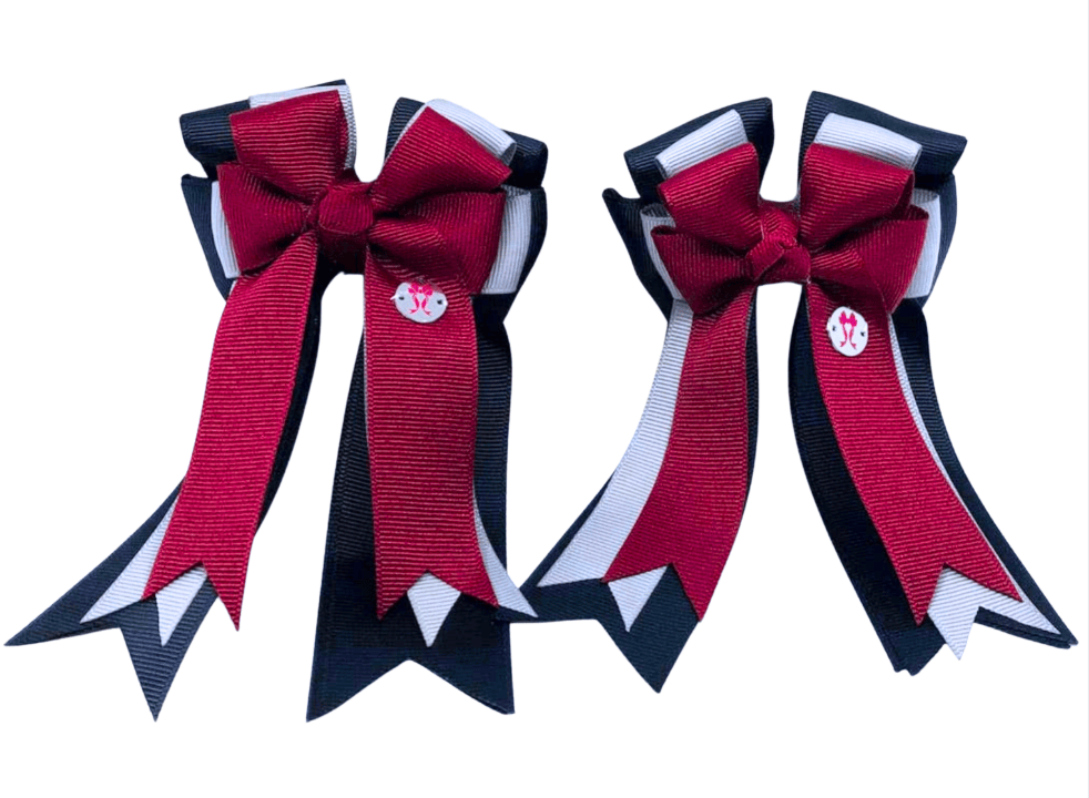 Ponytail Bows Online 3" Tails Cabernet/Black PonyTail Bows equestrian team apparel online tack store mobile tack store custom farm apparel custom show stable clothing equestrian lifestyle horse show clothing riding clothes Cabernet/Black PonyTail Bows horses equestrian tack store