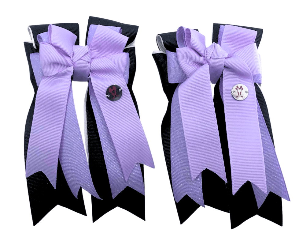 Ponytail Bows Online 3" Tails Purple Black PonyTail Bows equestrian team apparel online tack store mobile tack store custom farm apparel custom show stable clothing equestrian lifestyle horse show clothing riding clothes Purple Black PonyTail Bows horses equestrian tack store