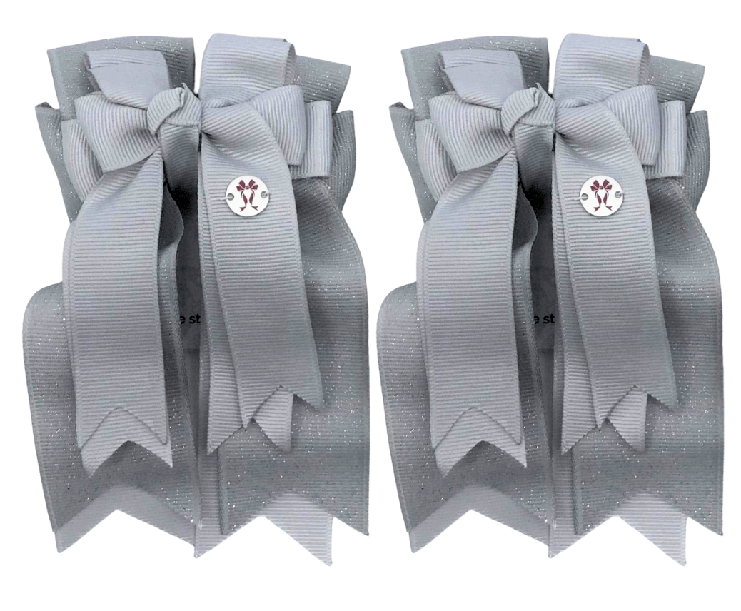 Ponytail Bows Online 3" Tails Grey Solid PonyTail Bows equestrian team apparel online tack store mobile tack store custom farm apparel custom show stable clothing equestrian lifestyle horse show clothing riding clothes Grey Solid PonyTail Bows horses equestrian tack store