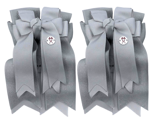 Ponytail Bows Online 3" Tails Grey Solid PonyTail Bows equestrian team apparel online tack store mobile tack store custom farm apparel custom show stable clothing equestrian lifestyle horse show clothing riding clothes Grey Solid PonyTail Bows horses equestrian tack store