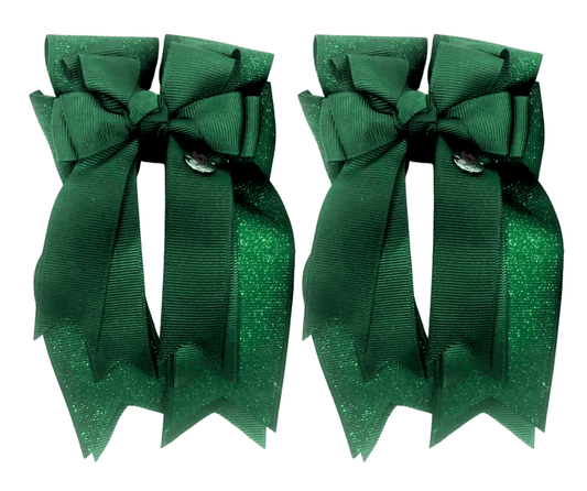 Ponytail Bows Online 3" Tails Hunter Green Solid PonyTail Bows equestrian team apparel online tack store mobile tack store custom farm apparel custom show stable clothing equestrian lifestyle horse show clothing riding clothes Hunter Green Solid PonyTail Bows horses equestrian tack store