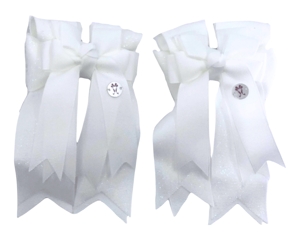 Ponytail Bows Online 3" Tails PonyTail Bows- Solid (White) equestrian team apparel online tack store mobile tack store custom farm apparel custom show stable clothing equestrian lifestyle horse show clothing riding clothes PonyTail Bows- Solid (White) horses equestrian tack store
