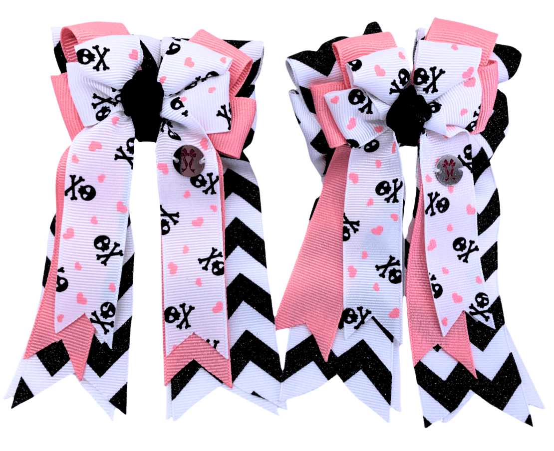 Ponytail Bows Online 3" Tails PonyTail Bows- Chevron (Pirate) equestrian team apparel online tack store mobile tack store custom farm apparel custom show stable clothing equestrian lifestyle horse show clothing riding clothes PonyTail Bows- Chevron (Pirate) horses equestrian tack store