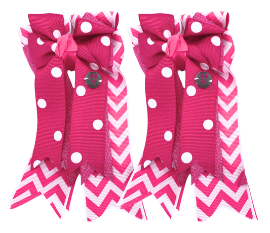 Ponytail Bows Online 3" Tails PonyTail Bows- Chevron (Pink Dots/Sparkle) equestrian team apparel online tack store mobile tack store custom farm apparel custom show stable clothing equestrian lifestyle horse show clothing riding clothes PonyTail Bows- Chevron (Pink Dots/Sparkle) horses equestrian tack store