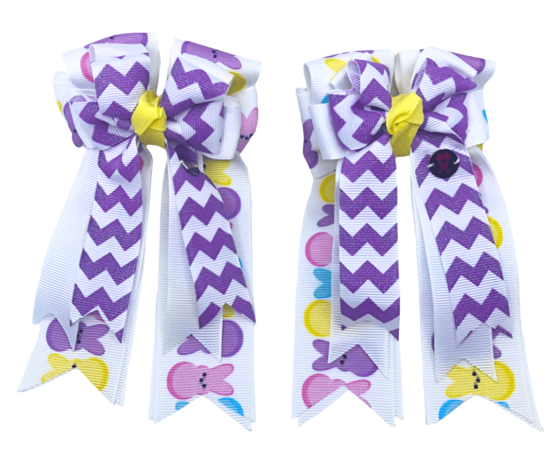Ponytail Bows Online 3" Tails PonyTail Bows- Chevron (Peeps/Purple) equestrian team apparel online tack store mobile tack store custom farm apparel custom show stable clothing equestrian lifestyle horse show clothing riding clothes PonyTail Bows- Chevron (Peeps/Purple) horses equestrian tack store
