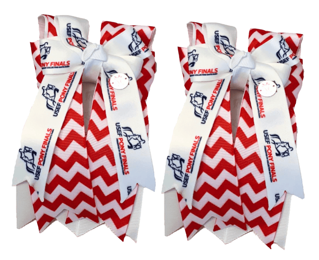Ponytail Bows Online 3" Tails Ponytail Bows- Chevron (PF Red/Red) equestrian team apparel online tack store mobile tack store custom farm apparel custom show stable clothing equestrian lifestyle horse show clothing riding clothes Ponytail Bows- Chevron (PF Red/Red) horses equestrian tack store