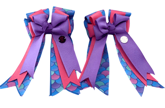 Ponytail Bows Online 3" Tails PonyTail Bows- Under the Sea (Purple/Pink) equestrian team apparel online tack store mobile tack store custom farm apparel custom show stable clothing equestrian lifestyle horse show clothing riding clothes PonyTail Bows- Under the Sea (Purple/Pink) horses equestrian tack store