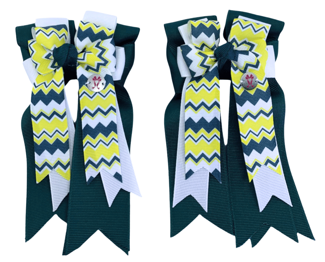 Ponytail Bows Online 3" Tails PonyTail Bows- Chevron (Jade) equestrian team apparel online tack store mobile tack store custom farm apparel custom show stable clothing equestrian lifestyle horse show clothing riding clothes PonyTail Bows- Chevron (Jade) horses equestrian tack store