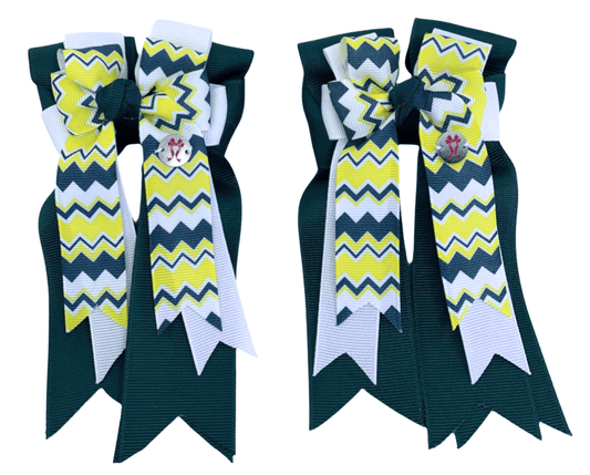 Ponytail Bows Online 3" Tails PonyTail Bows- Chevron (Jade) equestrian team apparel online tack store mobile tack store custom farm apparel custom show stable clothing equestrian lifestyle horse show clothing riding clothes PonyTail Bows- Chevron (Jade) horses equestrian tack store