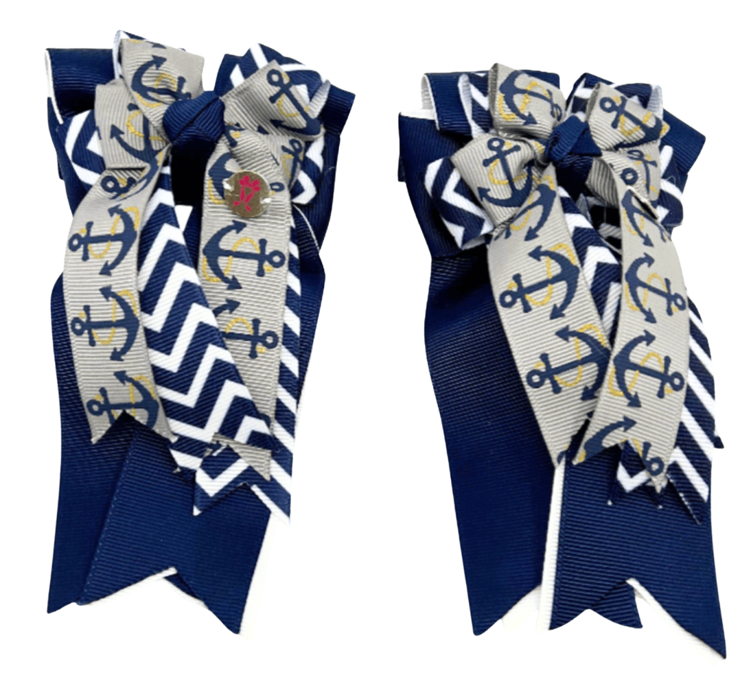 Ponytail Bows Online 3" Tails Anchors Away PonyTail Bows equestrian team apparel online tack store mobile tack store custom farm apparel custom show stable clothing equestrian lifestyle horse show clothing riding clothes Anchors Away PonyTail Bows horses equestrian tack store