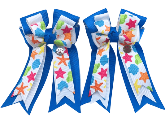 Ponytail Bows Online 3" Tails Blue Beachy PonyTail Bows equestrian team apparel online tack store mobile tack store custom farm apparel custom show stable clothing equestrian lifestyle horse show clothing riding clothes Blue Beachy PonyTail Bows horses equestrian tack store