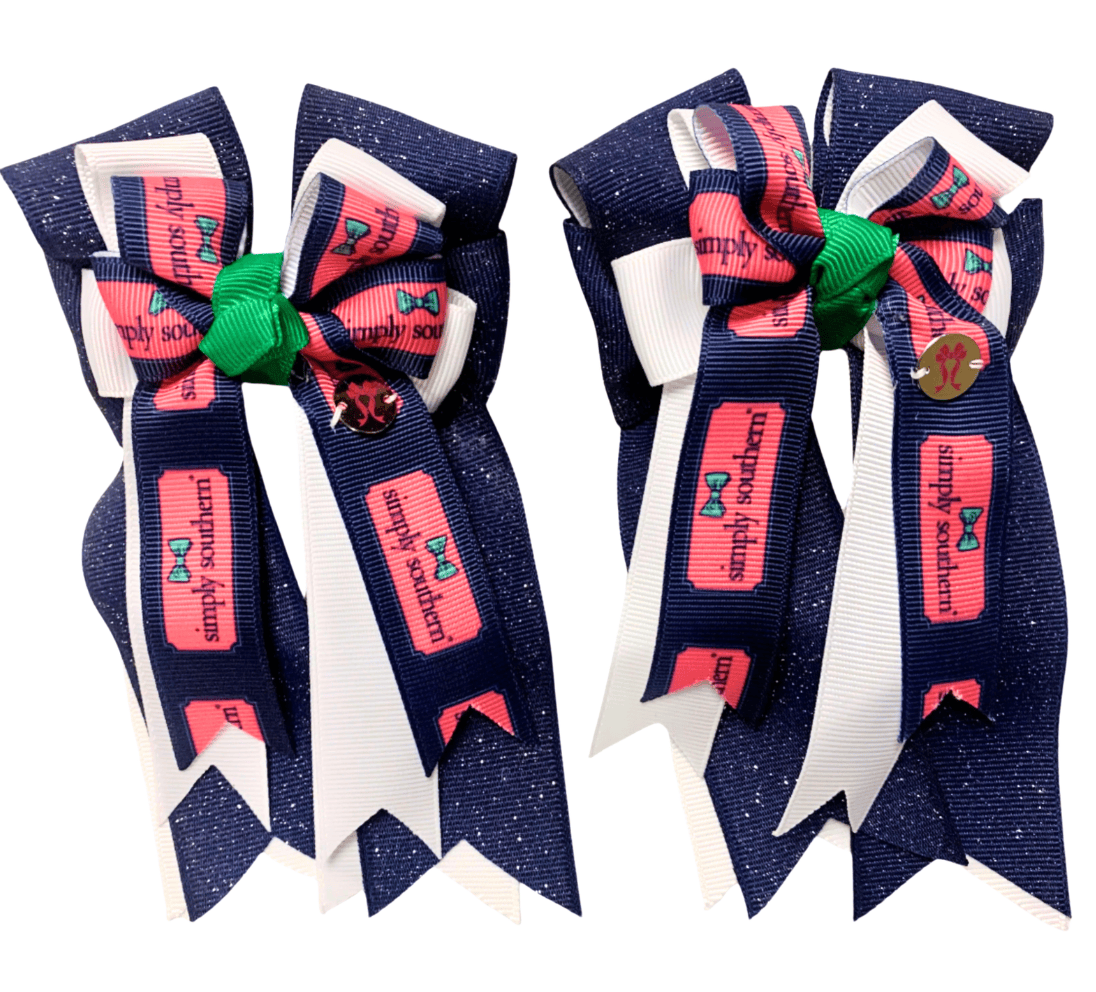 Ponytail Bows Online 3" Tails PonyTail Bows- Simply Southern (Navy) equestrian team apparel online tack store mobile tack store custom farm apparel custom show stable clothing equestrian lifestyle horse show clothing riding clothes PonyTail Bows- Simply Southern (Navy) horses equestrian tack store
