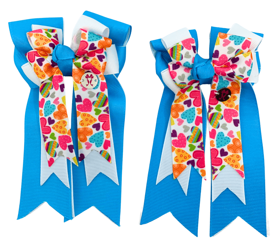Ponytail Bows Online 3" Tails Pony Tail Bows- Hearts in the Sky equestrian team apparel online tack store mobile tack store custom farm apparel custom show stable clothing equestrian lifestyle horse show clothing riding clothes Pony Tail Bows- Hearts in the Sky horses equestrian tack store
