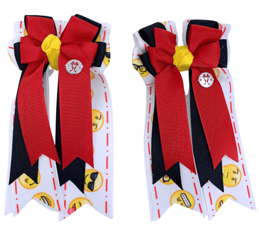 Ponytail Bows Online 3" Tails PonyTail Bows- Emoji-Red/Black equestrian team apparel online tack store mobile tack store custom farm apparel custom show stable clothing equestrian lifestyle horse show clothing riding clothes PonyTail Bows- Emoji-Red/Black horses equestrian tack store