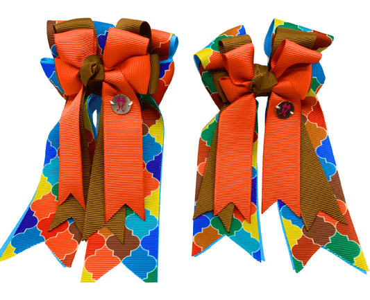 Ponytail Bows Online 3" Tails PonyTail Bows- Earth Moroccan equestrian team apparel online tack store mobile tack store custom farm apparel custom show stable clothing equestrian lifestyle horse show clothing riding clothes PonyTail Bows- Earth Moroccan horses equestrian tack store
