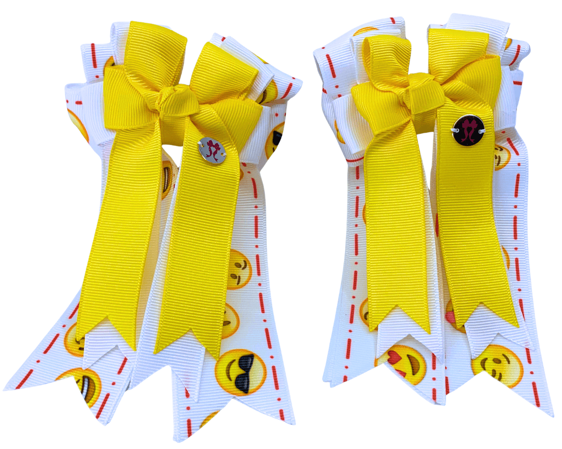Ponytail Bows Online 3" Tails PonyTail Bows- Emoji Faces equestrian team apparel online tack store mobile tack store custom farm apparel custom show stable clothing equestrian lifestyle horse show clothing riding clothes PonyTail Bows- Emoji Faces horses equestrian tack store