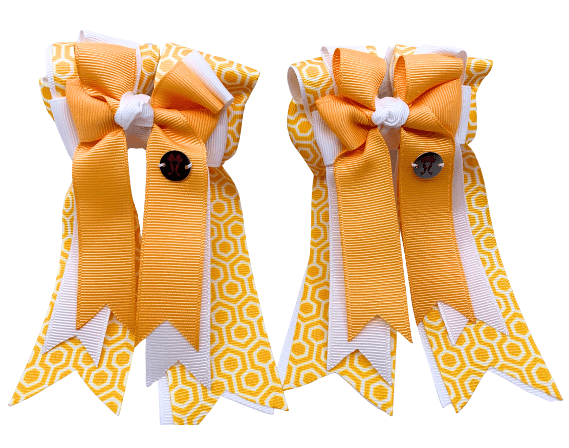 Ponytail Bows Online 3" Tails PonyTail Bows- Gold Coast Honeycomb equestrian team apparel online tack store mobile tack store custom farm apparel custom show stable clothing equestrian lifestyle horse show clothing riding clothes PonyTail Bows- Gold Coast Honeycomb horses equestrian tack store
