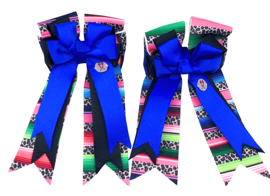 Ponytail Bows Online 3" Tails Blue Sarape PonyTail Bows equestrian team apparel online tack store mobile tack store custom farm apparel custom show stable clothing equestrian lifestyle horse show clothing riding clothes Blue Sarape PonyTail Bows horses equestrian tack store