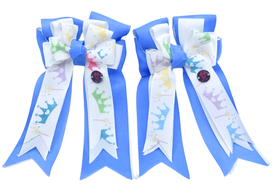 Ponytail Bows Online 3" Tails Light Blue Crowns PonyTail Bows equestrian team apparel online tack store mobile tack store custom farm apparel custom show stable clothing equestrian lifestyle horse show clothing riding clothes Light Blue Crowns PonyTail Bows horses equestrian tack store