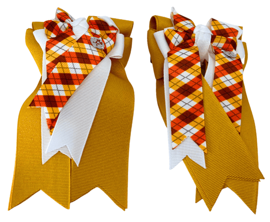 Ponytail Bows Online 3" Tails Falling In Gold PonyTail Bows equestrian team apparel online tack store mobile tack store custom farm apparel custom show stable clothing equestrian lifestyle horse show clothing riding clothes Falling In Gold PonyTail Bows horses equestrian tack store