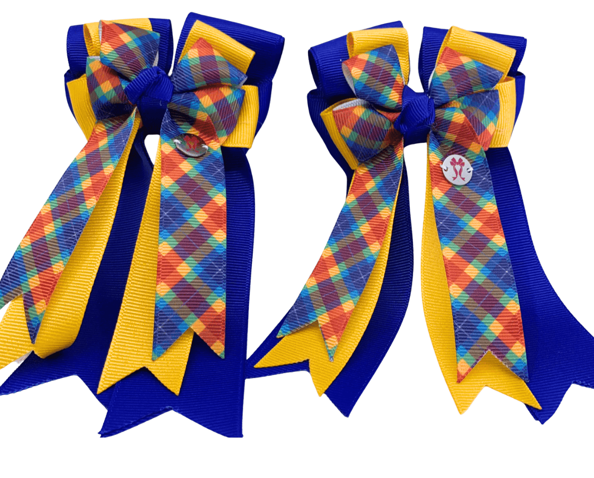 Ponytail Bows Online 3" Tails PonyTail Bows- Varsity Plaid equestrian team apparel online tack store mobile tack store custom farm apparel custom show stable clothing equestrian lifestyle horse show clothing riding clothes PonyTail Bows- Varsity Plaid horses equestrian tack store
