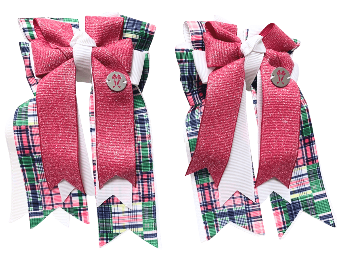 Ponytail Bows Online 3" Tails Passion Plaid PonyTail Bows equestrian team apparel online tack store mobile tack store custom farm apparel custom show stable clothing equestrian lifestyle horse show clothing riding clothes Passion Plaid PonyTail Bows horses equestrian tack store
