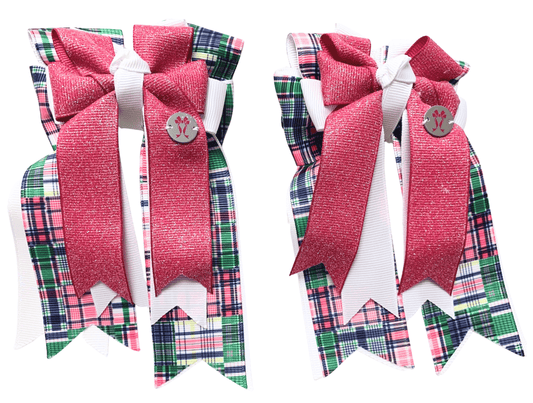 Ponytail Bows Online 3" Tails Passion Plaid PonyTail Bows equestrian team apparel online tack store mobile tack store custom farm apparel custom show stable clothing equestrian lifestyle horse show clothing riding clothes Passion Plaid PonyTail Bows horses equestrian tack store