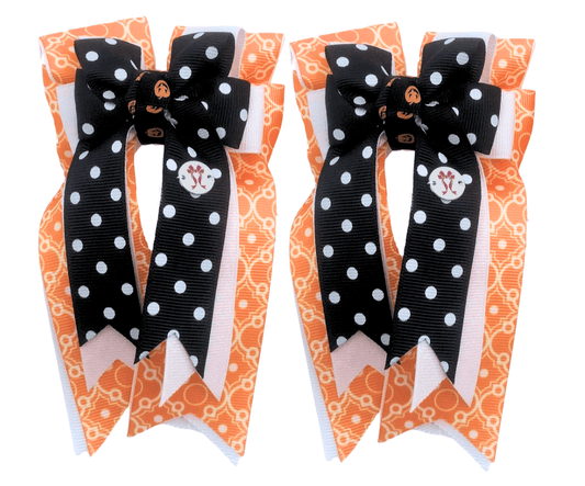Ponytail Bows Online 3" Tails Pumpkin Surprise knot PonyTail Bows equestrian team apparel online tack store mobile tack store custom farm apparel custom show stable clothing equestrian lifestyle horse show clothing riding clothes Pumpkin Surprise knot PonyTail Bows horses equestrian tack store