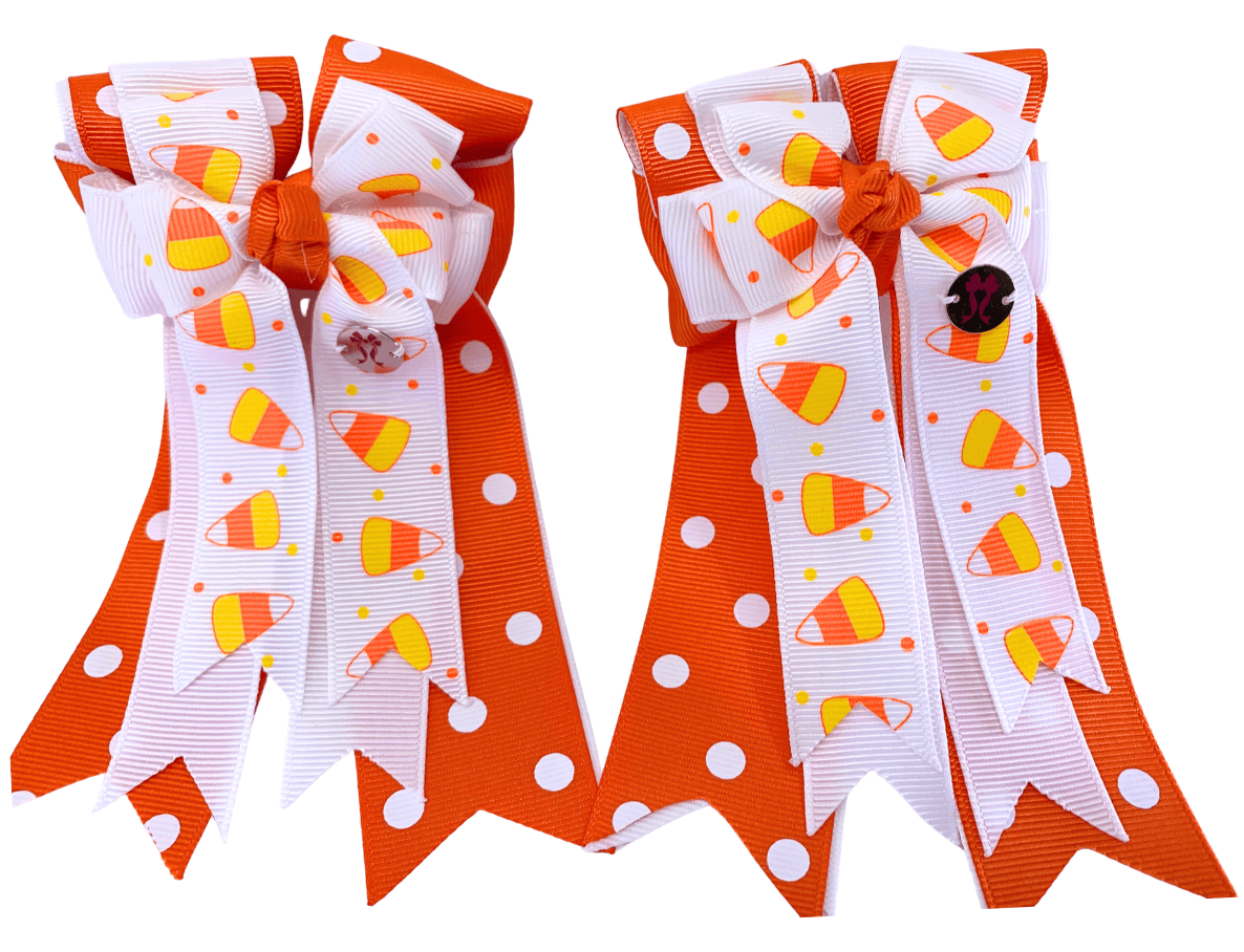 Ponytail Bows Online 3" Tails PonyTail Bows- Candy Corn Orange equestrian team apparel online tack store mobile tack store custom farm apparel custom show stable clothing equestrian lifestyle horse show clothing riding clothes PonyTail Bows- Candy Corn Orange horses equestrian tack store