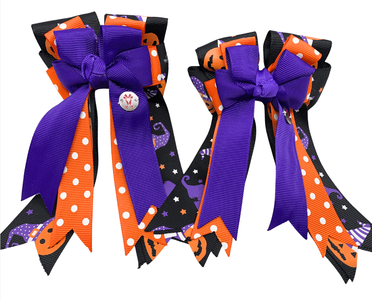 Ponytail Bows Online 3" Tails PonyTail Bows- Pumpkin Boo equestrian team apparel online tack store mobile tack store custom farm apparel custom show stable clothing equestrian lifestyle horse show clothing riding clothes PonyTail Bows- Pumpkin Boo horses equestrian tack store