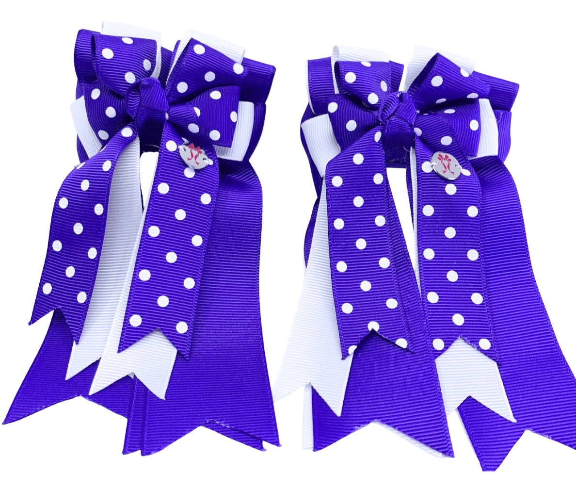 Ponytail Bows Online 3" Tails PonyTail Bows- Purple Polka Dot Party equestrian team apparel online tack store mobile tack store custom farm apparel custom show stable clothing equestrian lifestyle horse show clothing riding clothes PonyTail Bows- Purple Polka Dot Party horses equestrian tack store