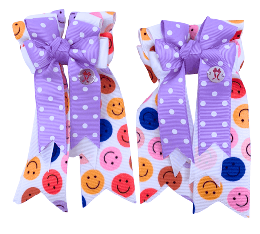 Ponytail Bows Online 3" Tails PonyTail Bows- Lavender Smiley equestrian team apparel online tack store mobile tack store custom farm apparel custom show stable clothing equestrian lifestyle horse show clothing riding clothes PonyTail Bows- Lavender Smiley horses equestrian tack store