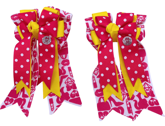 Ponytail Bows Online 3" Tails PonyTail Bows- Polka Dot Barbie equestrian team apparel online tack store mobile tack store custom farm apparel custom show stable clothing equestrian lifestyle horse show clothing riding clothes PonyTail Bows- Polka Dot Barbie horses equestrian tack store